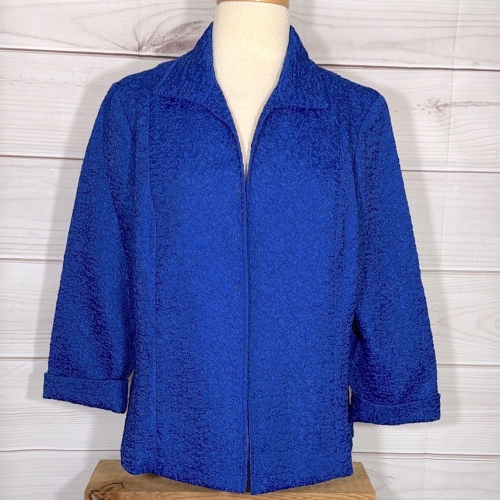 Chico's Royal Blue Open Front Textured Jacket Size Large/12/Chico’s 2